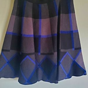 Blue plaid flared skirt